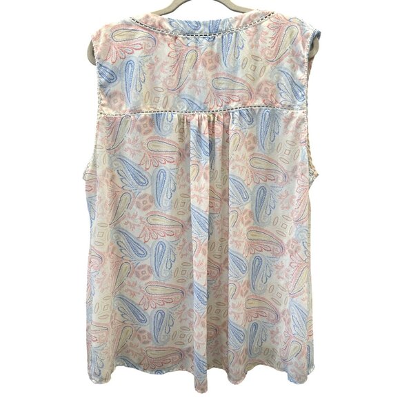 Rose & Olive Womens Sleeveless Pastel Paisley Blouse Flowy Top Plus Size 3X - Picture 5 of 5